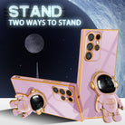 Electroplated Astronaut Stand Cute 6D Spaceman Pattern Phone Case For Samsung Galaxy S23 S22 S21 Ultra Plus Case - {{ shop_name}} varyfun