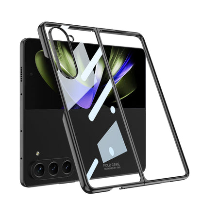 Electroplated Phantom Galaxy Z Fold 5 Case with Front Screen Tempered Glass Protector & Ring - mycasety2023 Mycasety