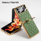 Luxury Leather Electroplating Diamond Protective Cover For Samsung Galaxy Z Flip4 Flip3 5G - {{ shop_name}} varyfun