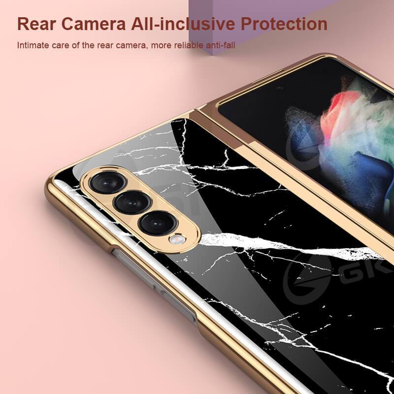 Natural Marble Glass Case For Samsung Galaxy Z Fold 3 5G - {{ shop_name}} varyfun