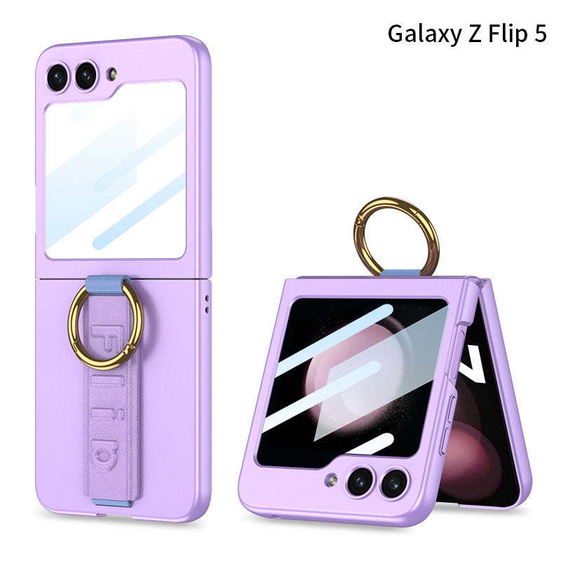 Samsung Galaxy Z Flip 5 Case with Tempered Glass Protector and Wrist Strap Bracelet - mycasety2023 Mycasety