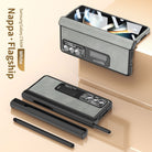 Luxury Nappa Leather Cover Magnetic Hinge Folding Shell Case For Samsung Galaxy Z Fold3 Fold4 Fold5 With S-Pen Slot & Stylus - mycasety2023 Mycasety