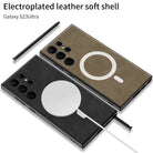Electroplated Leather Phone Case With MagSafe Charging Coil For Samsung Galaxy S23 Series - {{ shop_name}} varyfun
