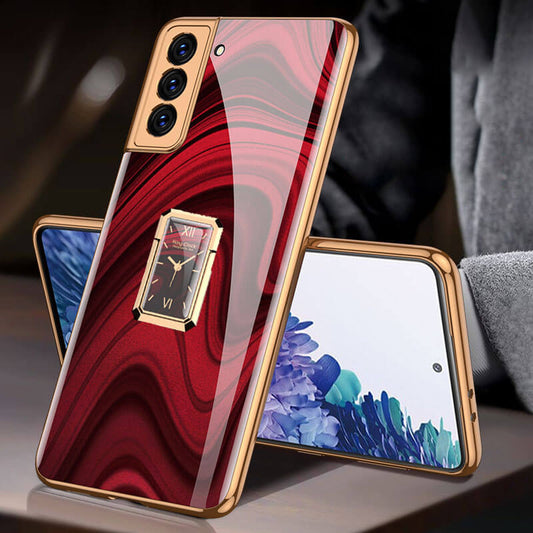 Luxury Baroque Plating Anti-knock Protection Tempered Glass Case With Ring Holder For Samsung - {{ shop_name}} varyfun