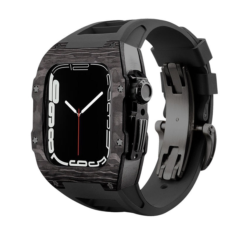 Carbon Fiber And Titanium Case With Fluororubber Strap For Apple Watch 44/45 MM - {{ shop_name}} varyfun