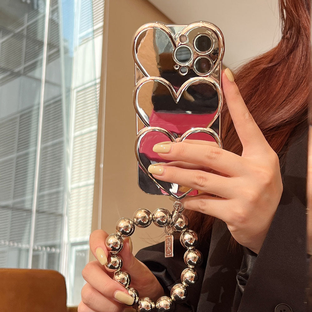 Silver Plated Chain Heart iPhone Case - {{ shop_name}} varyfun