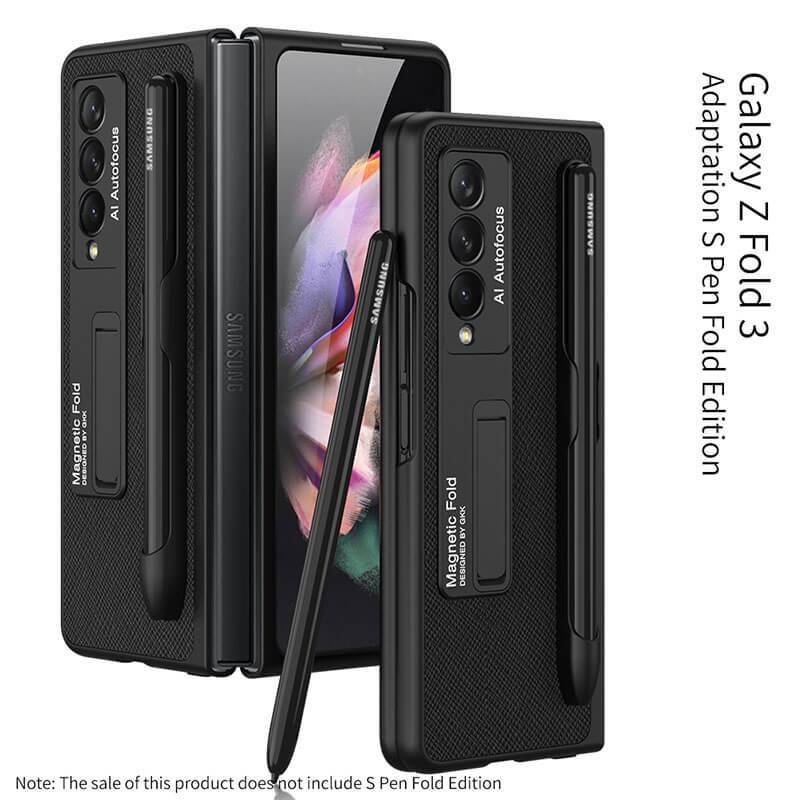 Luxury Leather Cover With Pen Slot Holder For Samsung Galaxy Z Fold 3 5G - {{ shop_name}} varyfun