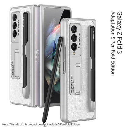 Luxury Leather Cover With Pen Slot Holder For Samsung Galaxy Z Fold 3 5G - {{ shop_name}} varyfun