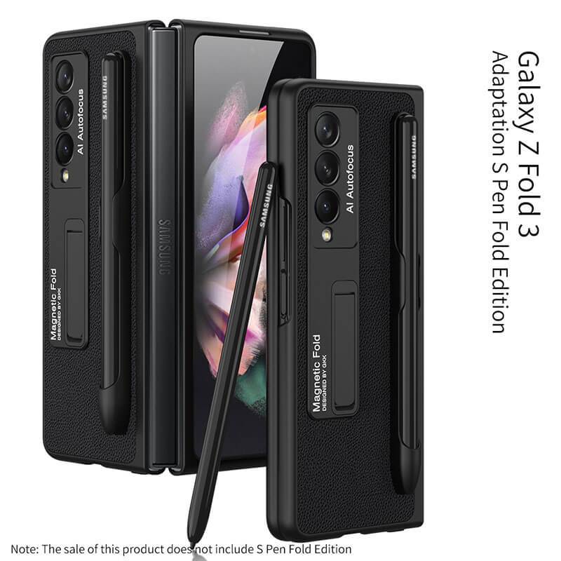 Luxury Leather Cover With Pen Slot Holder For Samsung Galaxy Z Fold 3 5G - {{ shop_name}} varyfun