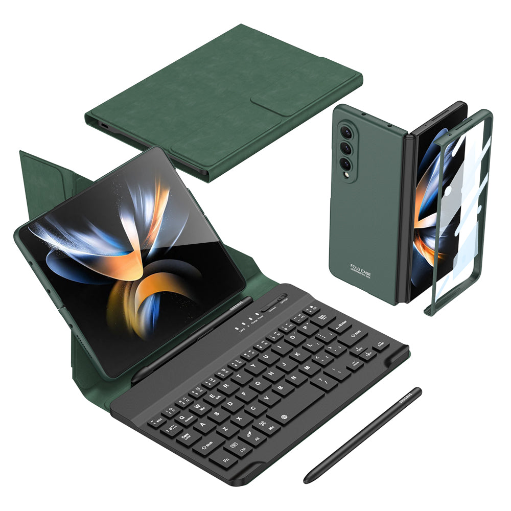 Bluetooth 3.0 Keyboard Magnetic Folding Bracket All-inclusive Leather Cover For Samsung Galaxy Z Fold3 Fold4 5G Come With keyboard+Holster Bracket+Phone Case+Capacitive Pen - {{ shop_name}} varyfun