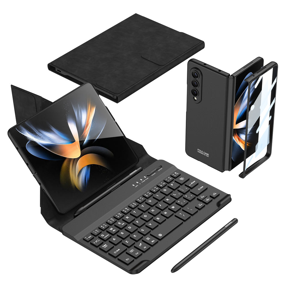 Bluetooth 3.0 Keyboard Magnetic Folding Bracket All-inclusive Leather Cover For Samsung Galaxy Z Fold3 Fold4 5G Come With keyboard+Holster Bracket+Phone Case+Capacitive Pen - {{ shop_name}} varyfun