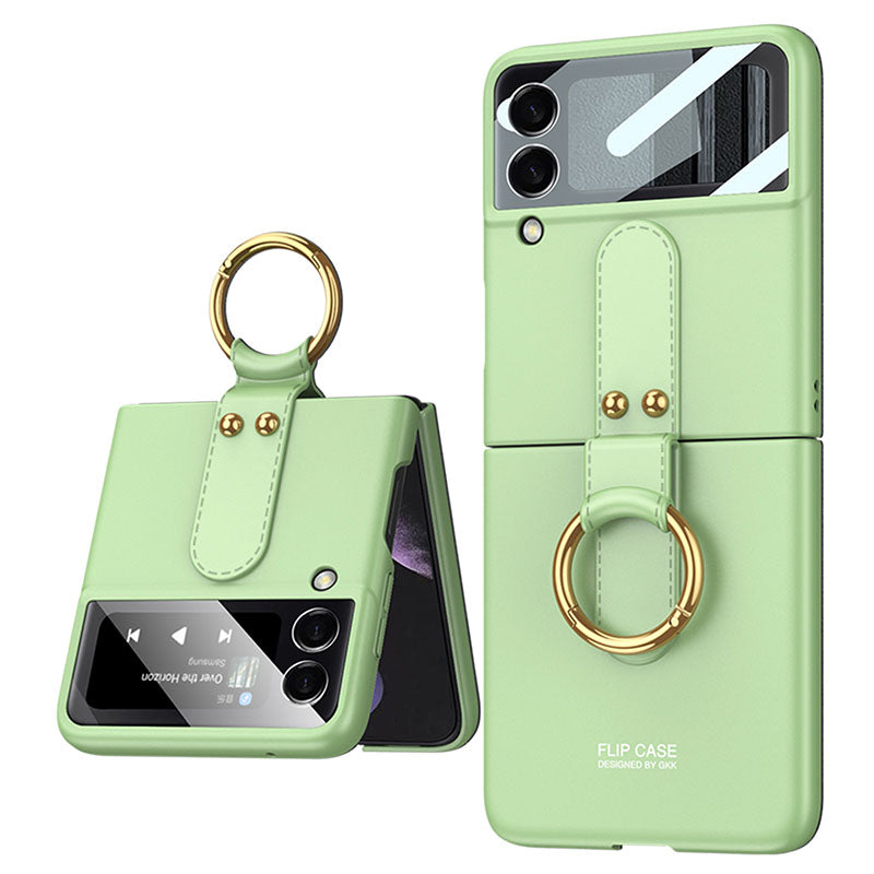 Original Back Screen Glass Matte Hard Cover With Finger-Ring For Samsung Z Flip4 Flip3 5G - {{ shop_name}} varyfun