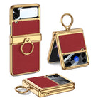 Electroplated Leather Magnetic Hinge Phone Case For Samsung Galaxy Z Flip4 Flip3 5G - {{ shop_name}} varyfun