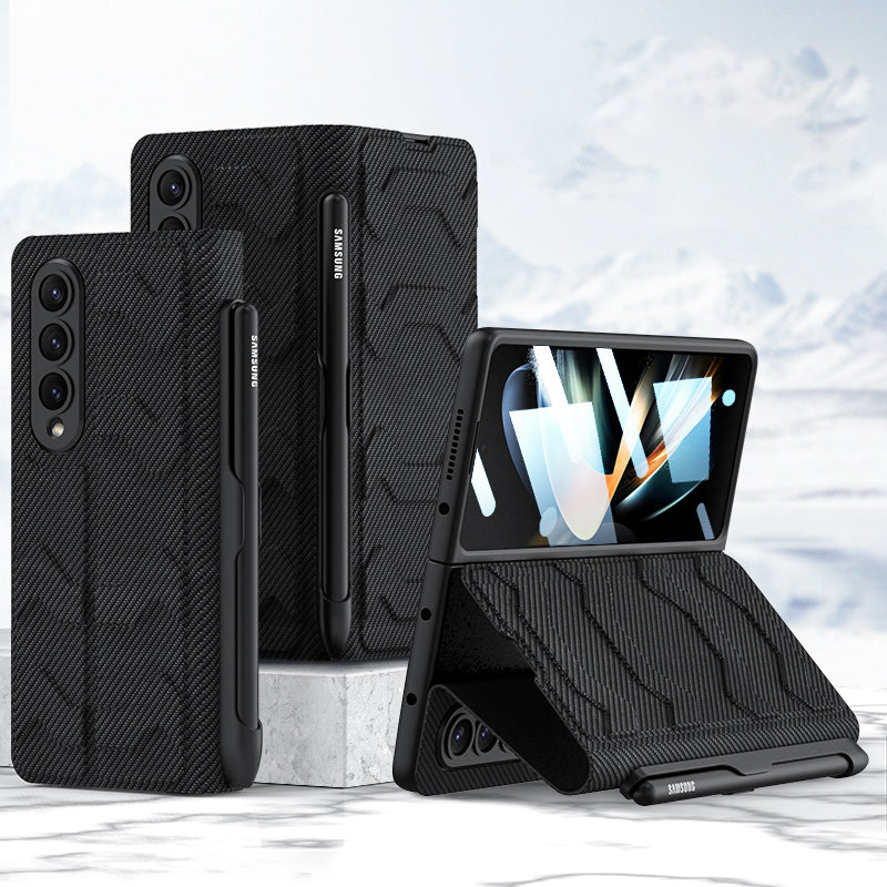 Leather Pen Holder Armor Case with Screen Protector For Samsung Galaxy Z Fold4 Fold5 5G - varyfun