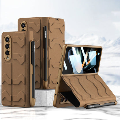 Leather Pen Holder Armor Case with Screen Protector For Samsung Galaxy Z Fold4 Fold5 5G - varyfun
