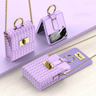 Luxury Leather Mini Phone Bag with Gold Chain For Samsung Galaxy Z Flip4 Flip3 5G - mycasety2023 Mycasety