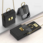 Luxury Leather Mini Phone Bag with Gold Chain For Samsung Galaxy Z Flip4 Flip3 5G - mycasety2023 Mycasety