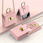 Luxury Leather Mini Phone Bag with Gold Chain For Samsung Galaxy Z Flip4 Flip3 5G - mycasety2023 Mycasety