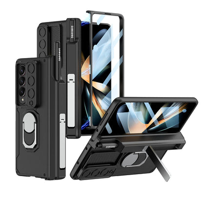 Magnetic Folding Armor Lens Protective Case With Back Screen Protector For Samsung Galaxy Z Fold3 Fold4 Fold5 - mycasety2023 Mycasety