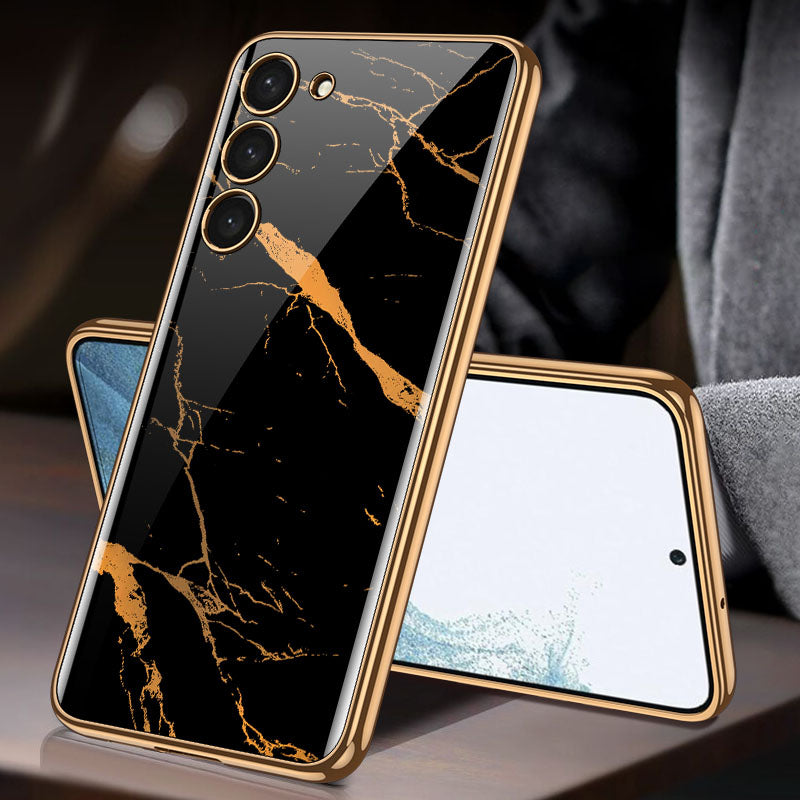 Luxury Plating Anti-knock Protection Tempered Glass Case For Samsung Galaxy S21 S22 S23 Plus Ultra - {{ shop_name}} varyfun
