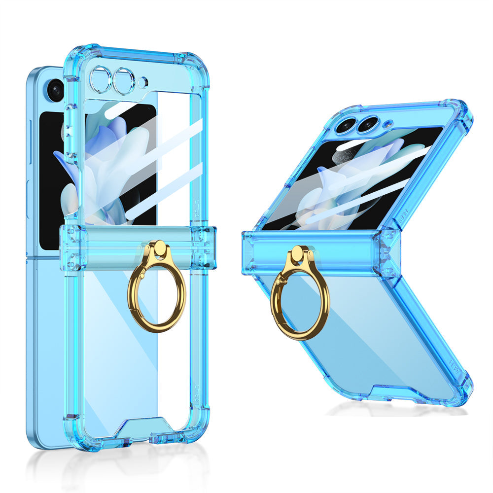 Soft Clear Airbag Ring Hinge Phone Case For Samsung Galaxy Z Flip5 Flip4 Flip3 - mycasety2023 Mycasety