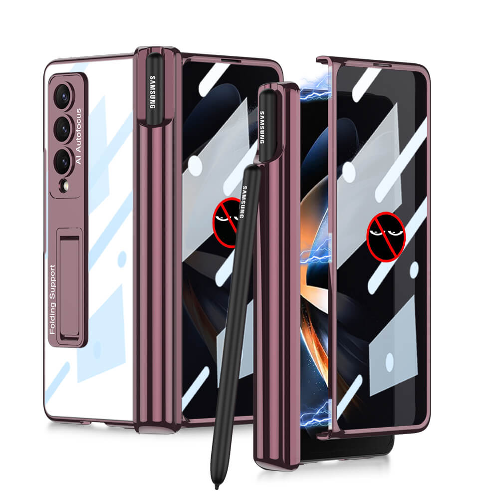 Galaxy Z Fold4 Fold3 | Magnetic Pen Holder Folding Bracket shell Privacy Film Integration Case - {{ shop_name}} Dealggo.com