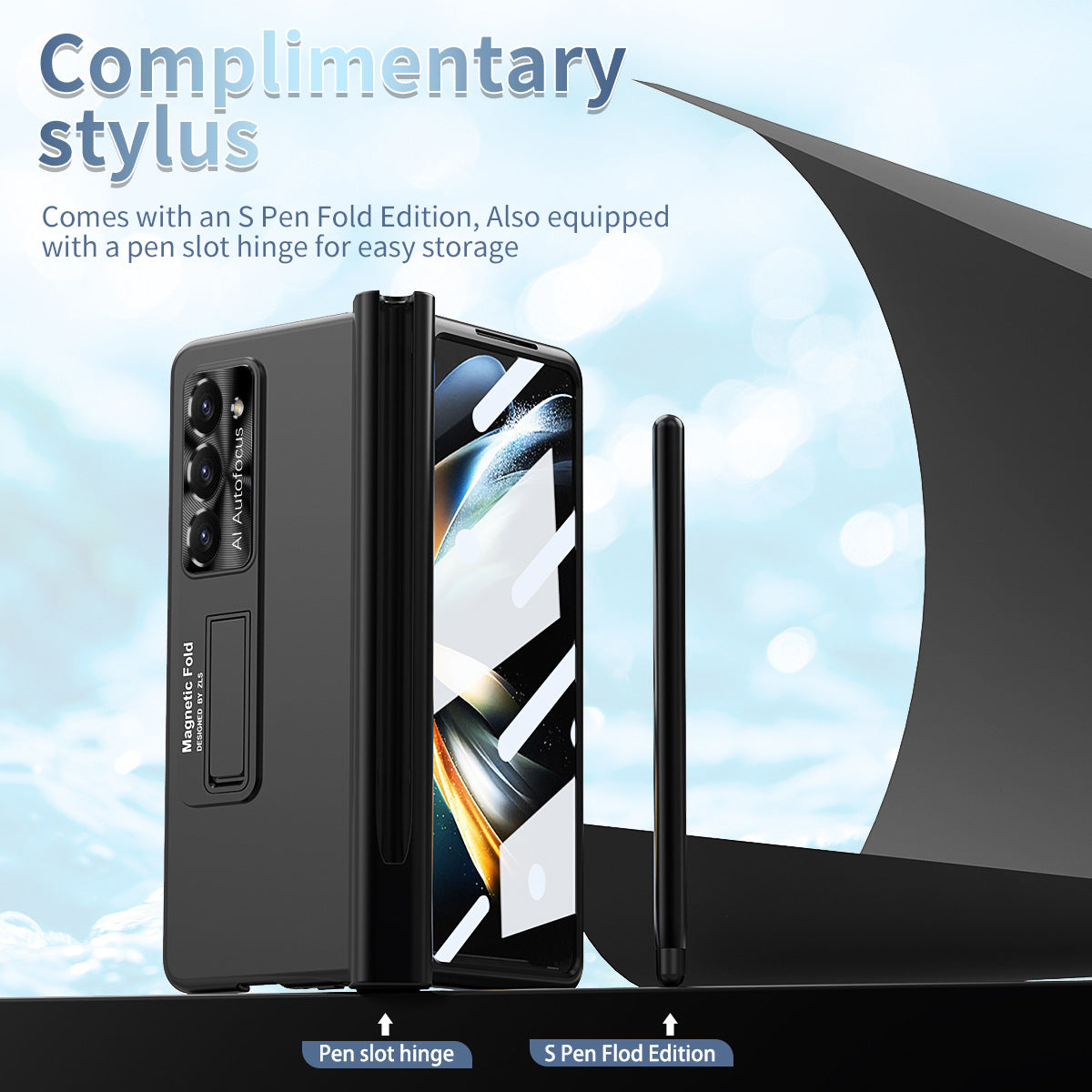Magnetic Hinge Bracket Anti-fall Protective Phone Case With Stylus And Film For Samsung Galaxy Z Fold 5/4/3