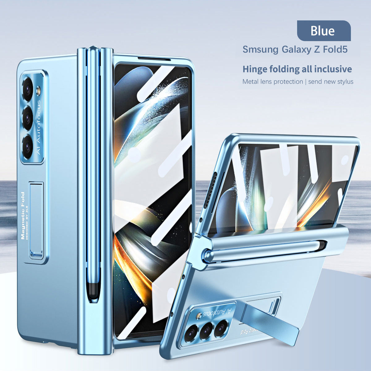 Magnetic Hinge Bracket Anti-fall Protective Phone Case With Stylus And Film For Samsung Galaxy Z Fold 5/4/3
