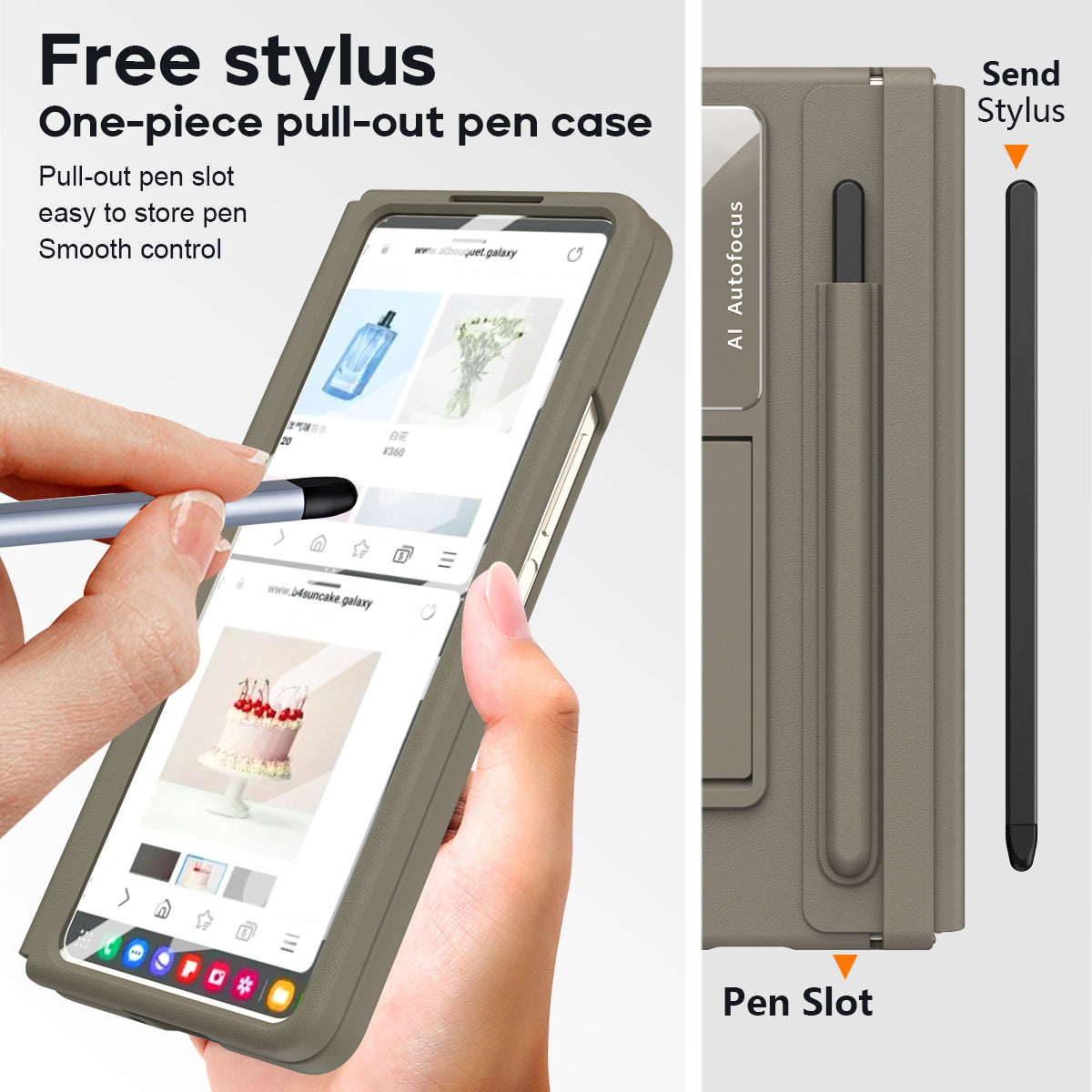 Leather Anti-fall Protective Pen Slot Phone Case With Front Protection Film & Stylus For Samsung Galaxy Z Fold5 Fold4