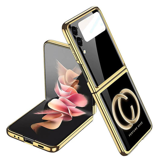Luxury Perfume Plating Frame Anti-knock Protection Glass Case For Samsung Galaxy Z Flip3 - {{ shop_name}} varyfun