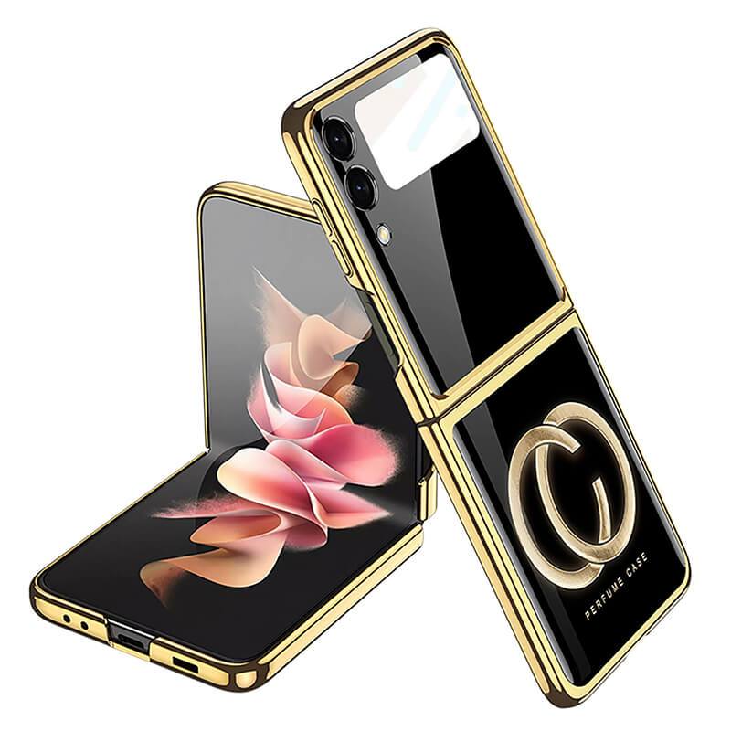 Luxury Perfume Plating Frame Anti-knock Protection Glass Case For Samsung Galaxy Z Flip3 - {{ shop_name}} varyfun