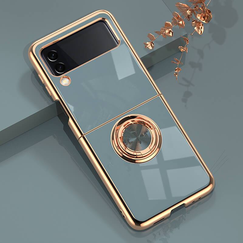 Luxury Electroplating Magnetic Ring Bracket Protective Cover for Samsung Galaxy Z Flip 3 - {{ shop_name}} varyfun