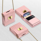 Luxury Leather Mini Phone Bag with Gold Chain For Samsung Galaxy Z Flip4 Flip3 5G - mycasety2023 Mycasety