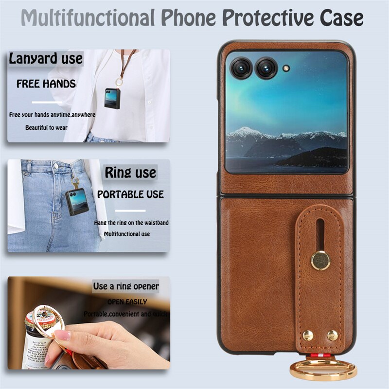 Motorola Razr 40 Ultra New Anti-Shock Business Leather Wristband Cover Case - mycasety2023 Mycasety