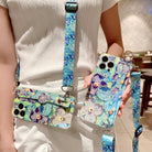 Purple Oil Painting Flower Wristband Holder With Lanyard Samsung Case - {{ shop_name}} varyfun