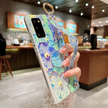 Load image into Gallery viewer, Purple Oil Painting Flower Wristband Holder With Lanyard Samsung Case - {{ shop_name}} varyfun
