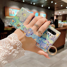 Purple Oil Painting Flower Wristband Holder With Lanyard Samsung Case - {{ shop_name}} varyfun