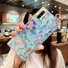 Load image into Gallery viewer, Purple Oil Painting Flower Wristband Holder With Lanyard Samsung Case - {{ shop_name}} varyfun
