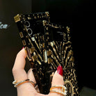 Luxury Leopard Pattern Stripe Glitter Gold Square Case For Samsung Galaxy Z Flip4 Flip3 5G - {{ shop_name}} pphonecover