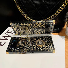 Load image into Gallery viewer, Luxury Leopard Pattern Stripe Glitter Gold Square Case For Samsung Galaxy Z Flip4 Flip3 5G - {{ shop_name}} pphonecover
