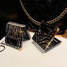 Luxury Leopard Pattern Stripe Glitter Gold Square Case For Samsung Galaxy Z Flip4 Flip3 5G - {{ shop_name}} pphonecover