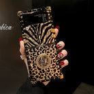 Luxury Leopard Pattern Stripe Glitter Gold Square Case For Samsung Galaxy Z Flip4 Flip3 5G - {{ shop_name}} pphonecover