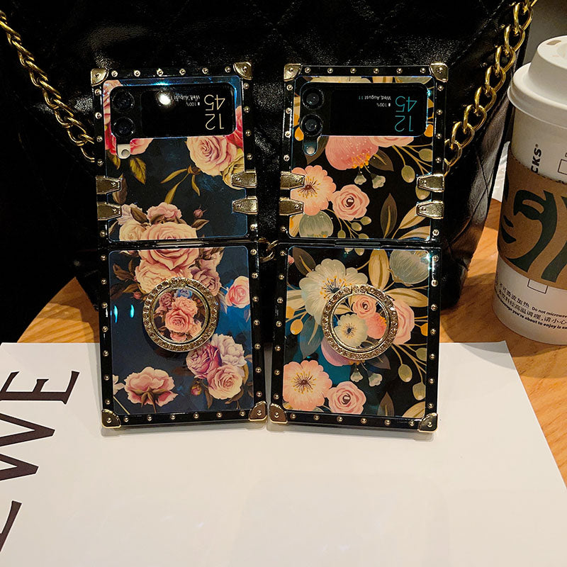Stylish French Style Flower Ring Phone Case for Samsung Galaxy Z Flip4 Flip3 5G - {{ shop_name}} pphonecover