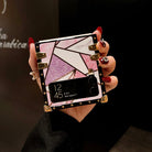 Luxury Rhombus Pattern Ring Holder Protective Case For Samsung Galaxy Z Flip4 Flip3 5G - {{ shop_name}} pphonecover