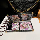 Luxury Rhombus Pattern Ring Holder Protective Case For Samsung Galaxy Z Flip4 Flip3 5G - {{ shop_name}} pphonecover