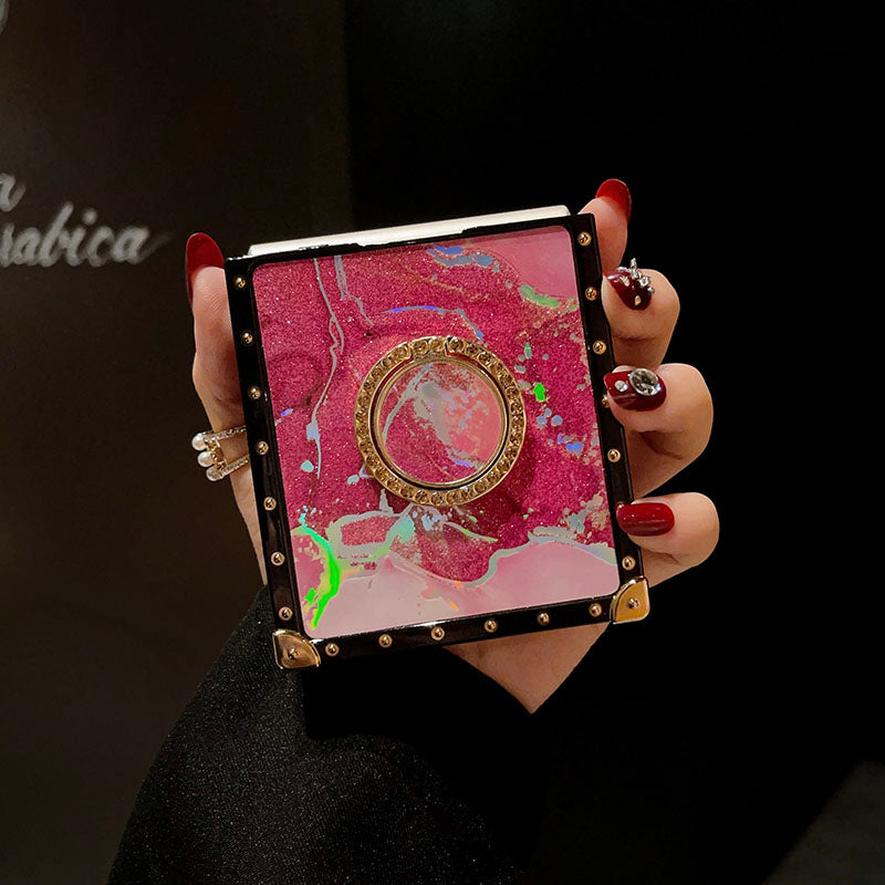 Luxury Laser Marble Pattern Ring Holder Protective Case For Samsung Galaxy Z Flip4 Flip3 5G - {{ shop_name}} pphonecover