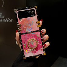 Load image into Gallery viewer, Luxury Laser Marble Pattern Ring Holder Protective Case For Samsung Galaxy Z Flip4 Flip3 5G - {{ shop_name}} pphonecover
