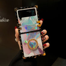 Load image into Gallery viewer, Luxury Laser Marble Pattern Ring Holder Protective Case For Samsung Galaxy Z Flip4 Flip3 5G - {{ shop_name}} pphonecover
