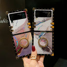 Luxury Laser Marble Pattern Ring Holder Protective Case For Samsung Galaxy Z Flip4 Flip3 5G - {{ shop_name}} pphonecover