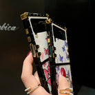 Luxury Butterfly Pattern Ring Holder Protective Case For Samsung Galaxy Z Flip4 Flip3 5G - {{ shop_name}} pphonecover